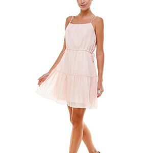 JR165 Q & A Pink Lurex Metallic A-Line Mini Dress Size XS